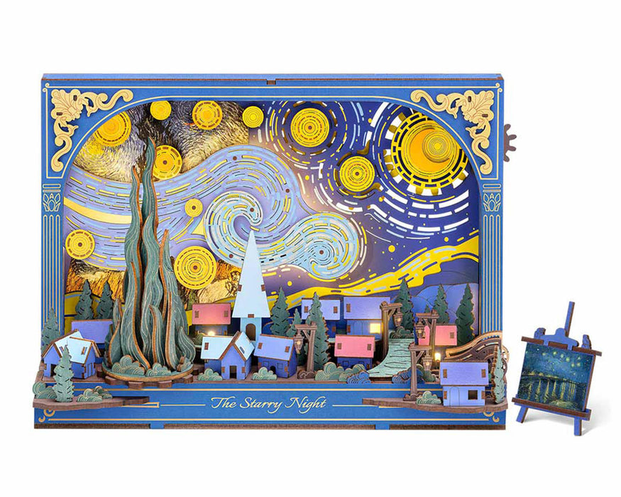 Rowood TH003 The Starry Night Wall Art DIY Miniature 3D Wooden Model Kit