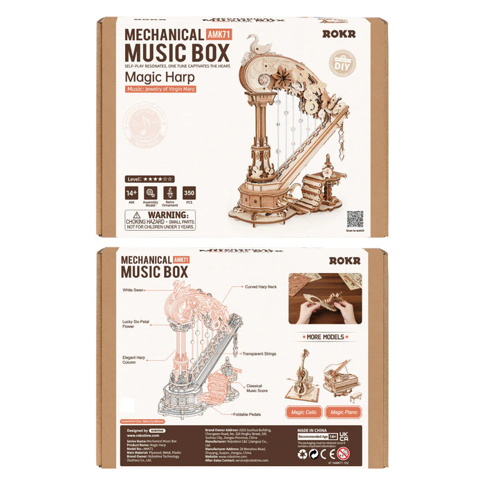 ROKR AMK71 Magic Harp Music Box 3D DIY Puzzle Kit