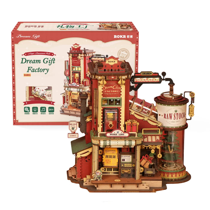 ROKR EAB01 3D Wooden Puzzle - Christmas Dream Gift Factory Wooden Music Box