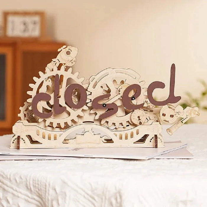ROKR LK506 Mechanical Gears 3D Wooden Puzzle - Open Closed Sign