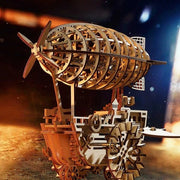 ROKR LK702 Mechanical Gears 3D Wooden Puzzle - Airship Air Vehicle - with wind-up spring