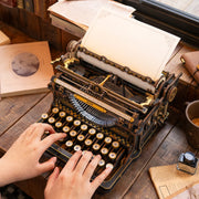 ROKR LK703B Mechanical Wood Models - Mechanical Typewriter Classic Version