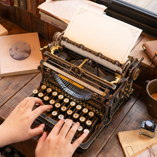 ROKR LK703B Mechanical Wood Models - Mechanical Typewriter Classic Version