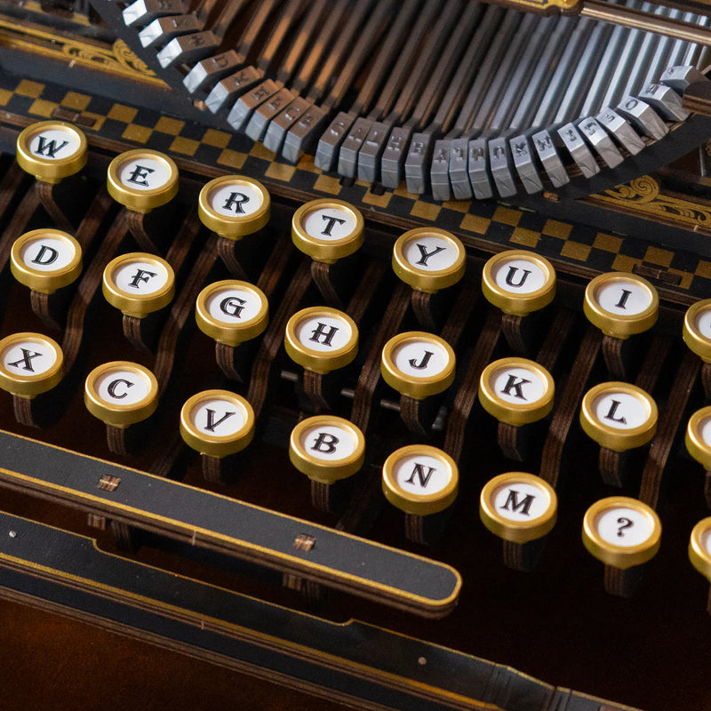 ROKR LK703B Mechanical Wood Models - Mechanical Typewriter Classic Version