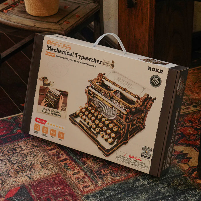 ROKR LK703B Mechanical Wood Models - Mechanical Typewriter Classic Version