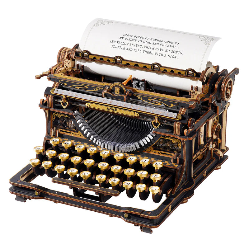 ROKR LK703B Mechanical Wood Models - Mechanical Typewriter Classic Version