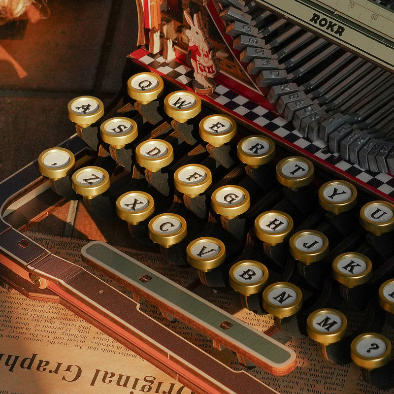 ROKR LK703C Mechanical Wood Models - Mechanical Typewriter Magic Version