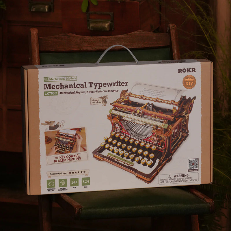 ROKR LK703C Mechanical Wood Models - Mechanical Typewriter Magic Version