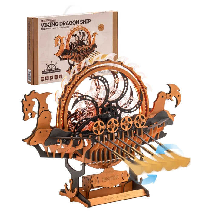 ROKR LK802 Mechanical Gears 3D Wooden Puzzle - Viking Dragon Ship