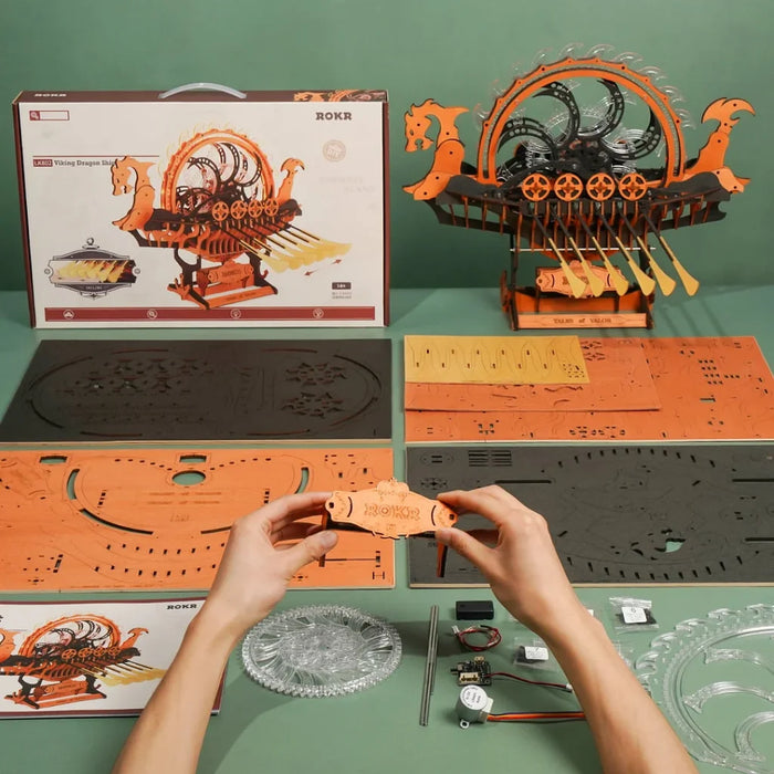 ROKR LK802 Mechanical Gears 3D Wooden Puzzle - Viking Dragon Ship