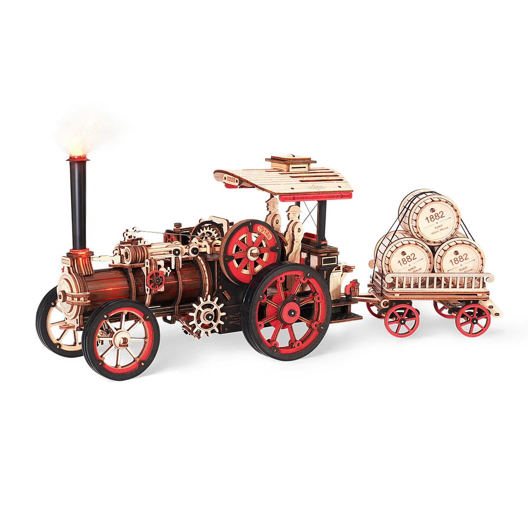 locomotive mechanical gears ROKR Steam Engine Mechanical 3D Wooden Puzzle LKA01