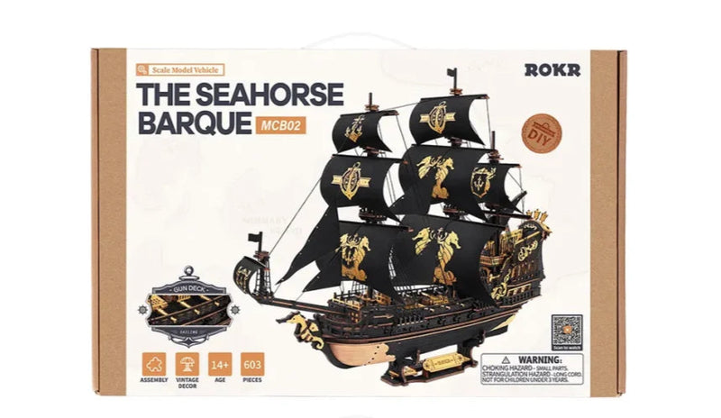 ROKR MCB02 The Seahorse Barque Sailing Ship 3D Wooden Puzzle Model
