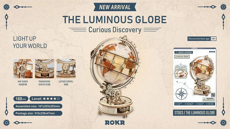 ROKR ST003 Classic 3D Wood Puzzle - Luminous Globe