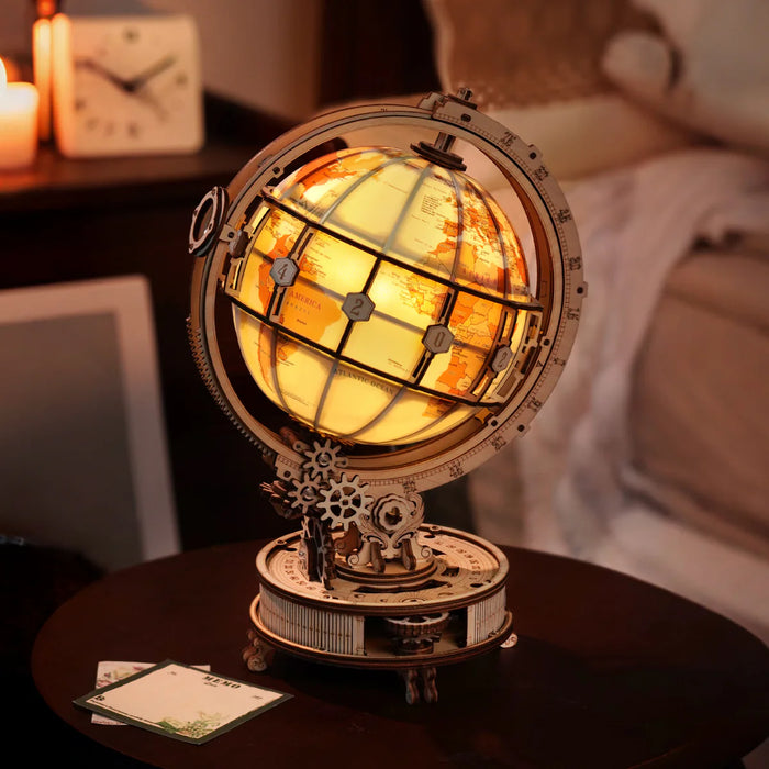 ROKR ST003D Classic 3D Wood Puzzle - Luminous Globe (Electric Version)