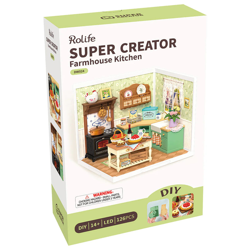 Rolife DW024 Super Creator Farmhouse Kitchen DIY Miniature 3D Plastic Model