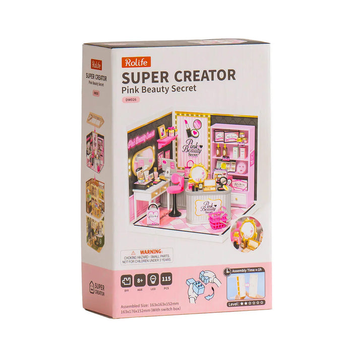 Rolife DW026 Super Creator Pink Beauty Secret DIY Miniature 3D Plastic Model