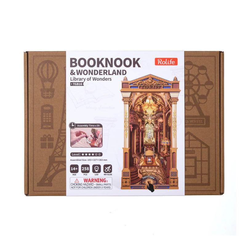 Rolife TGB16 Library of Wonders Book Nook Miniature 3D Wooden Model Kit