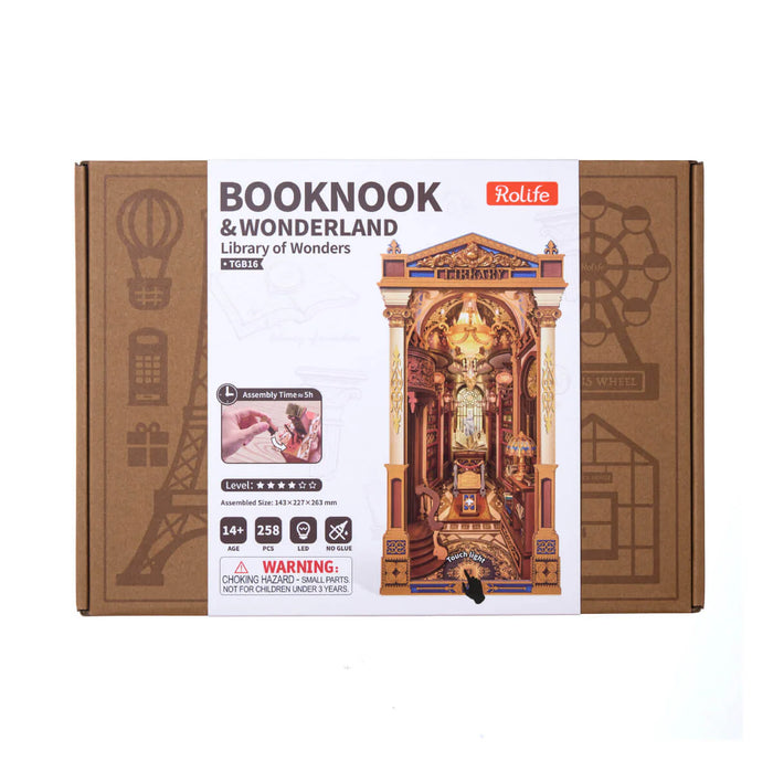 Rolife TGB16 Library of Wonders Book Nook Miniature 3D Wooden Model Kit