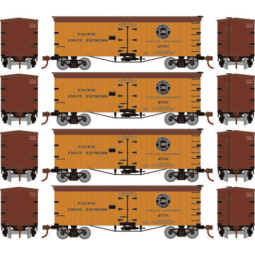 Roundhouse 1002 HO Scale 36' Wood Reefer Pacific Fruit Express PFE 4-Pack #2
