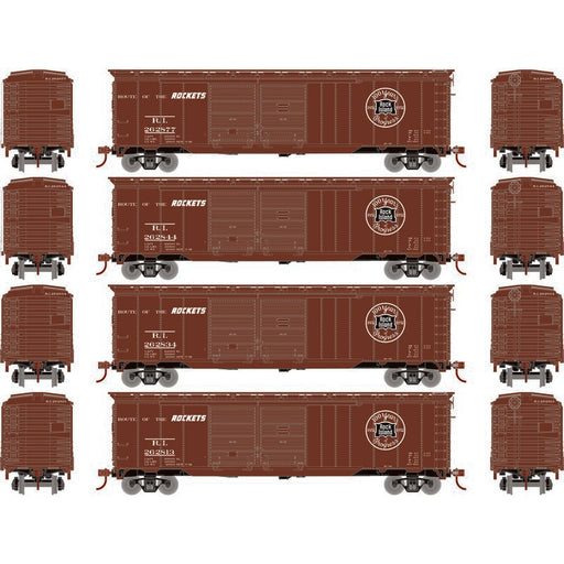 Roundhouse 1008 HO Scale 50' Double Door Boxcar Rock Island RI "100 Years of Service" 4-Pack #1