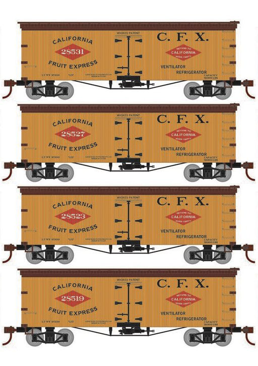 Roundhouse 1009 HO Scale 36' Wood Reefer California Fruit Express CFX 4-Pack #2