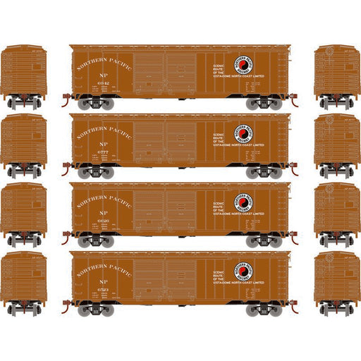 Roundhouse 1014 HO Scale 50' Double Door Boxcar Northern Pacific NP 4-Pack #1