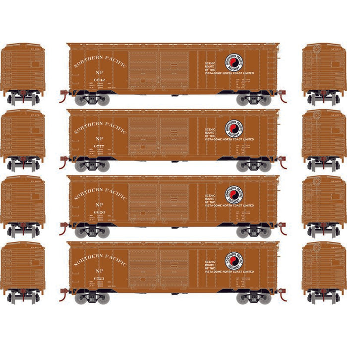 Roundhouse 1014 HO Scale 50' Double Door Boxcar Northern Pacific NP 4-Pack #1