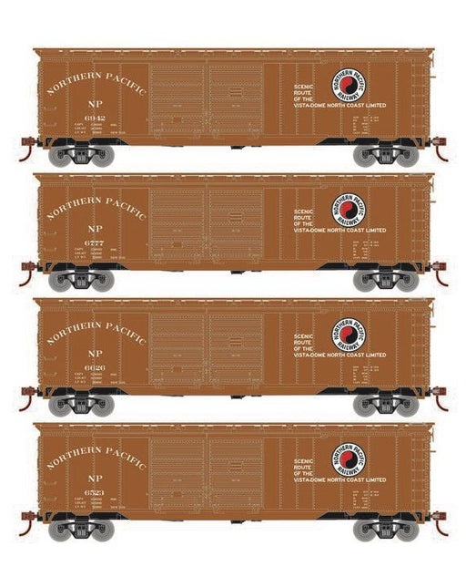 Roundhouse 1014 HO Scale 50' Double Door Boxcar Northern Pacific NP 4-Pack #1
