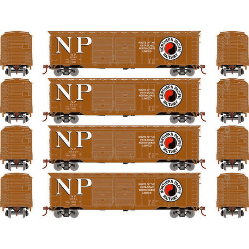 Roundhouse 1015 HO Scale 50' Double Door Boxcar Northern Pacific NP 4-Pack #2