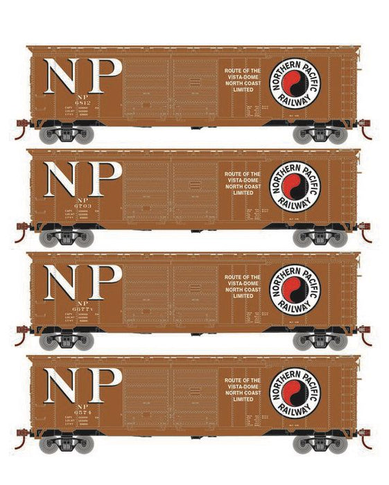 Roundhouse 1015 HO Scale 50' Double Door Boxcar Northern Pacific NP 4-Pack #2
