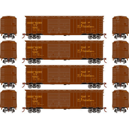 Roundhouse 1016 HO Scale 50' Double Door Boxcar Union Pacific UP "Serves the West" 4-Pack #1