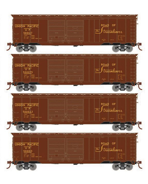 Roundhouse 1016 HO Scale 50' Double Door Boxcar Union Pacific UP "Serves the West" 4-Pack #1
