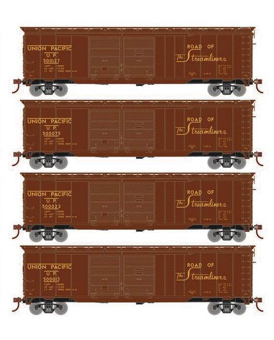 Roundhouse 1016 HO Scale 50' Double Door Boxcar Union Pacific UP "Serves the West" 4-Pack #1