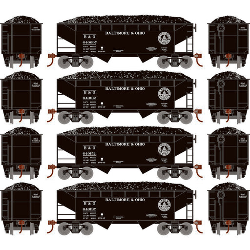 Roundhouse 1018 HO Scale 34' Offset Open Hopper Baltimore & Ohio B&O 4-Pack #1