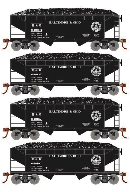 Roundhouse 1018 HO Scale 34' Offset Open Hopper Baltimore & Ohio B&O 4-Pack #1