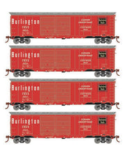 Roundhouse 1019 HO Scale 50' Double Door Boxcar Burlington CB&Q "Red" 4-Pack #1
