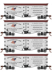 Roundhouse 1020 HO Scale 36' Wood Reefer St. Joseph Packing SJPX 4-Pack #1