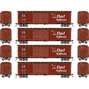 Roundhouse 1021 HO Scale 50' Double Door Boxcar Santa Fe ATSF "Super Chief" 4-Pack #1