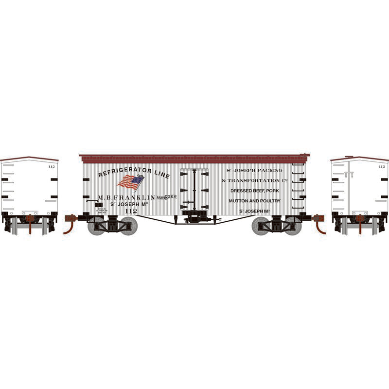 Roundhouse 1022 HO Scale 36' Wood Reefer St. Joseph Packing SJPX 112