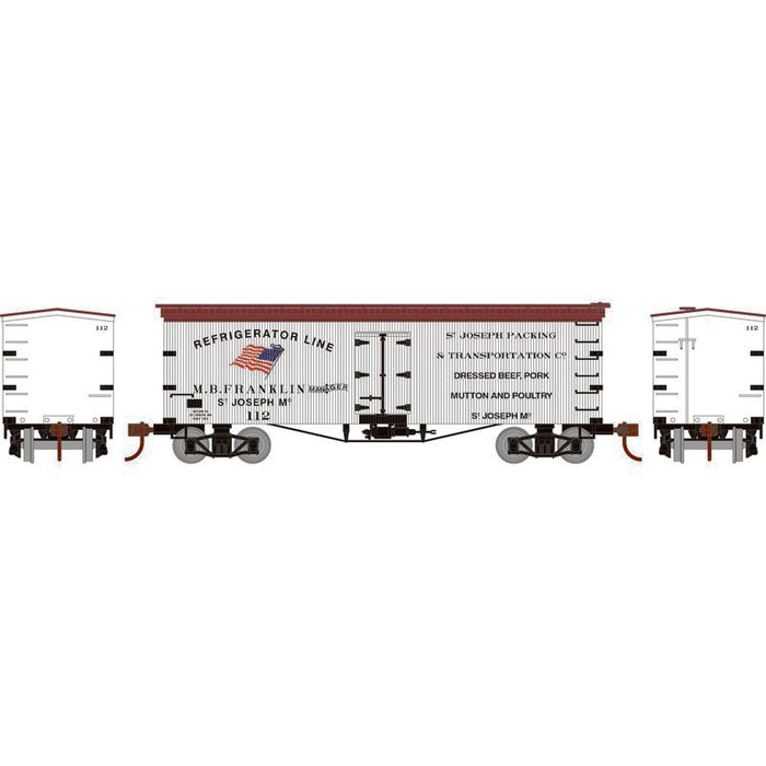 Roundhouse 1022 HO Scale 36' Wood Reefer St. Joseph Packing SJPX 112