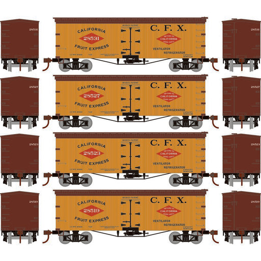 Roundhouse 1023 HO Scale 36' Wood Reefer California Fruit Express CFX 4-Pack #1