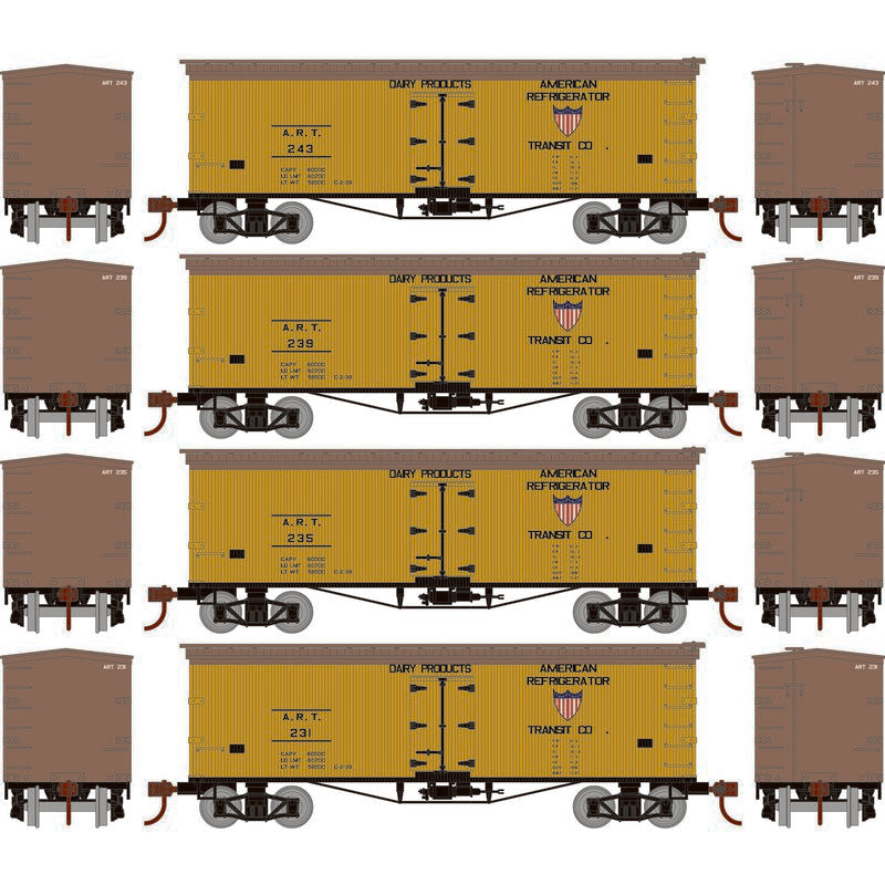 Roundhouse 1024 HO Scale 36' Wood Reefer American Refrigerator Transit ART 4-Pack #1
