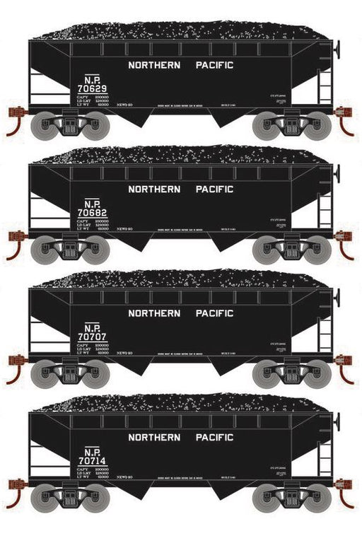 Roundhouse 1025 HO Scale 34' Offset Open Hopper Northern Pacific NP 4-Pack #1