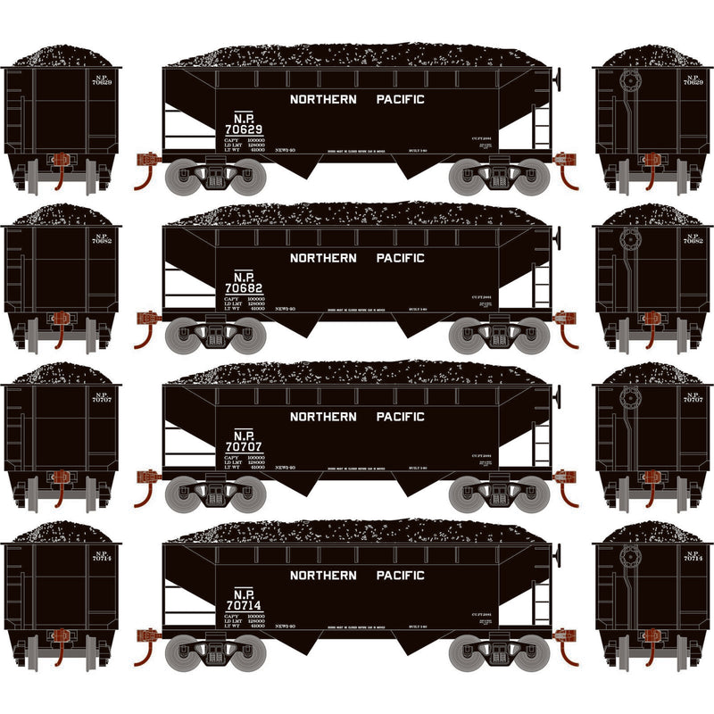 Roundhouse 1025 HO Scale 34' Offset Open Hopper Northern Pacific NP 4-Pack #1