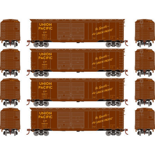 Roundhouse 1031 HO Scale 50' Double Door Boxcar Union Pacific UP "Be Specific" 4-Pack #2