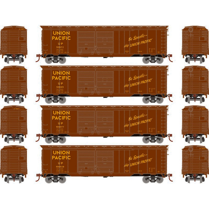 Roundhouse 1031 HO Scale 50' Double Door Boxcar Union Pacific UP "Be Specific" 4-Pack #2