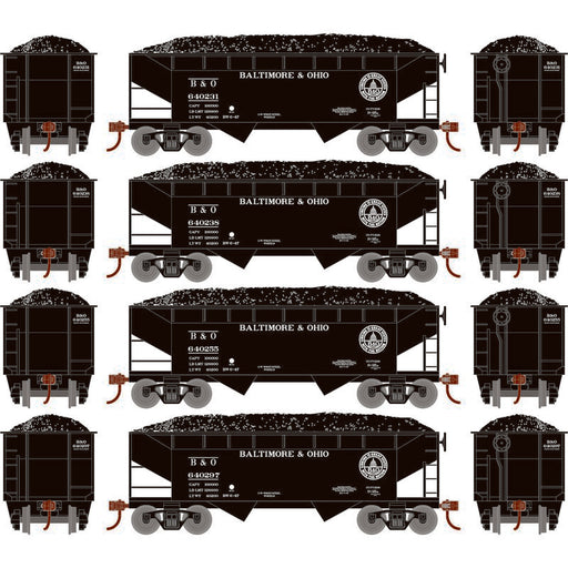 Roundhouse 1037 HO Scale 34' Offset Open Hopper Baltimore & Ohio B&O 4-Pack #2