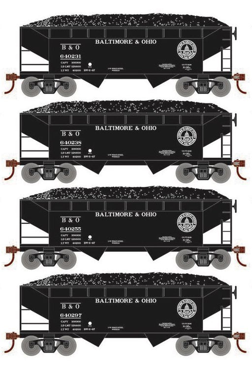 Roundhouse 1037 HO Scale 34' Offset Open Hopper Baltimore & Ohio B&O 4-Pack #2