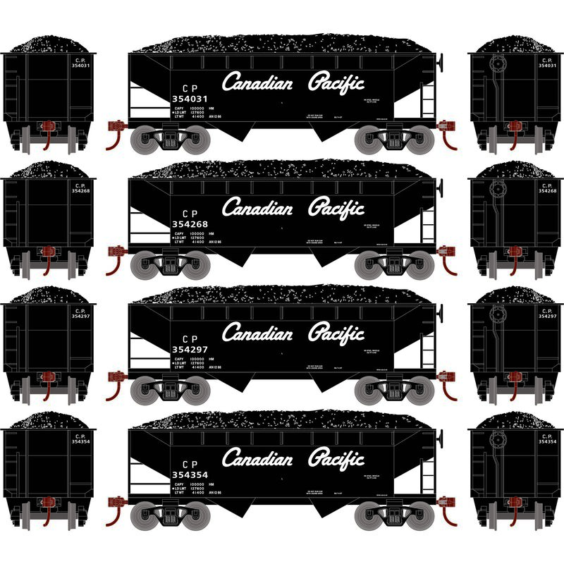 Roundhouse 1038 HO Scale 34' Offset Open Hopper Canadian Pacific CP 4-Pack #1