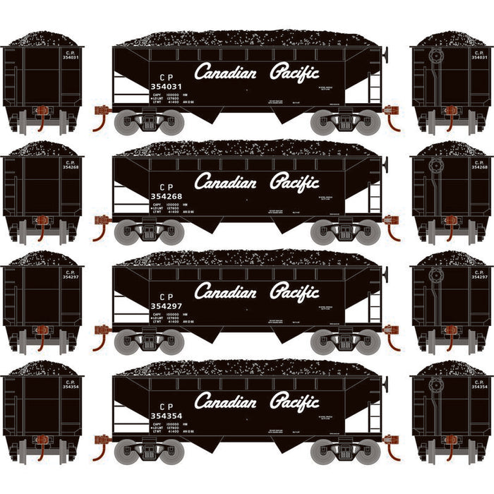 Roundhouse 1038 HO Scale 34' Offset Open Hopper Canadian Pacific CP 4-Pack #1